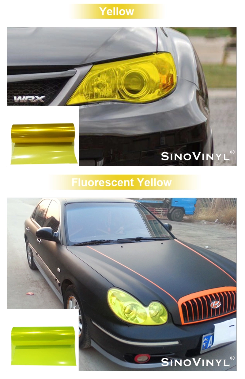 SINOVINYL 1~3 Years Durability Removable Self Adhesive Matte Transparent Color Auto Sticker Vinyl Wrap Car Headlight Tint Foil